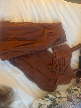 Abercrombie & Fitch Rust Brown Matching Linen Top and Pants